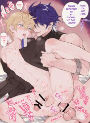 anal anal_orgasm anal_sex blush comic_page gepard_(honkai:_star_rail) hickey hickey_marks holding_leg honkai:_star_rail kissing kissing_while_penetrated leaking_cum leaking_penis male moaning penetration penis penis_in_ass saliva_string sampo_(honkai_star_rail) spread_legs sumeshi text tongue_out veiny_penis