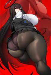 1girls 2d ai_generated ass ass_focus big_ass big_breasts big_butt big_thighs black_hair black_jacket black_panties black_pantyhose black_skirt blue_archive breasts bubble_butt cyreneceo female_only from_behind gigantic_breasts hair_ornament hairclip halo huge_ass huge_breasts huge_butt huge_thighs jacket large_ass large_breasts large_butt large_thighs long_hair long_sleeves looking_at_viewer looking_back looking_back_at_viewer looking_down massive_ass massive_breasts massive_butt panties panties_under_pantyhose pantyhose pleated_skirt red_background red_eyes ribbed_sweater rio_(blue_archive) skirt solo solo_female solo_focus sweater thick_ass thick_butt thick_thighs thighs turtleneck turtleneck_sweater underwear very_long_hair white_sweater zoom_layer
