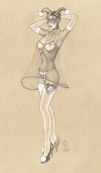 1girls batman_(series) big_breasts breasts dc_comics female female_only harley_quinn jim_balent nipples solo traditional_media_(artwork)