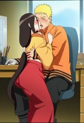 1boy1girl accurate_art_style affair ai_generated at_work before_sex blush boruto:_naruto_next_generations breasts brother_in_law_and_sister_in_law brown_hair cape cheating cheating_husband clothing duo_focus female hokage hokage_office hyuuga_hanabi indoors jacket kimono kissing long_hair lovers male male/female naruto naruto_(series) office pants ponytail sitting sitting_on_chair skirt straight uncensored uzumaki_naruto very_long_hair