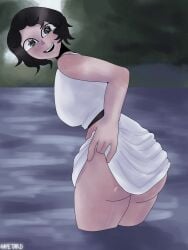 1girls 20th_century ass belt big_ass big_butt black_belt black_eyes black_hair breasts clothes clothes_lift clothing clothing_lift curly_hair dark_hair dress dress_lift dress_up female female_focus female_only geli_raubal german german_female girl girls_only hips history looking_at_viewer looking_back nazi nazi_germany rapetard real_person s0d0my_s1n short_hair smiling smiling_at_viewer thick_thighs thighs water white_clothes white_clothing white_dress wide_hips
