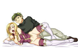 blush boots bottomless breastless_clothes breastless_clothing breasts censored cheating_wife chest_tuft clothing elbow_gloves female fingerless_gloves fire_emblem fire_emblem:_the_blazing_blade from_behind gloves long_hair louise_(fire_emblem) male nipples open_mouth penetration penis pussy sain_(fire_emblem) saliva sex spread_legs sweat syunzou tears thigh_boots thighhighs vaginal_penetration