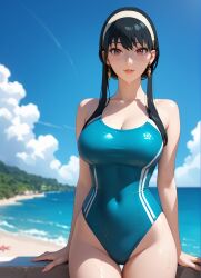 1girls 2d ai_generated athletic athletic_female bare_shoulders belly big_breasts bikini bikini_bottom bikini_top black_hair blush chest curvy curvy_figure cute cute_face dark_hair detailed eyelashes eyeshadow female female_focus fit fit_female focus hairband hands_behind_head hands_up high_quality image large_breasts legs light-skinned_female light_skin lips lipstick long_hair looking_at_viewer makeup mascara mature nero100 outdoors outside pale-skinned_female pale_skin red_eyes seductive seductive_look shy spy_x_family stable_diffusion swimsuit swimwear tagme tall tall_female thighs uncensored yor_briar yor_forger