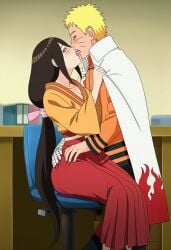 1boy1girl accurate_art_style affair ai_generated at_work before_sex blush boruto:_naruto_next_generations breasts brother_in_law_and_sister_in_law brown_hair cape cheating cheating_husband clothing duo_focus female hokage hokage_office hyuuga_hanabi indoors jacket kimono kissing long_hair lovers male male/female naruto naruto_(series) office pants ponytail sitting sitting_on_chair skirt straight uncensored uzumaki_naruto very_long_hair