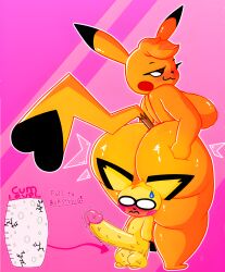 anthro ass balls bedroom_eyes big_ass big_balls big_breasts big_butt big_penis blush bodily_fluids bottomwear breasts clothing cosplay_pikachu crop_top dipstick_ears dipstick_tail duo english_text erection exposed_breasts exposed_cock female genitals huge_ass huge_butt huge_cock kanna_(joaoppereiraus) larger_female leroy_(joaoppereiraus) looking_back looking_down male markings massive_cock multicolored_ears narrowed_eyes nintendo orange_body orange_hair penis penis_bigger_than_body pichu pikachu pokémon_(species) pokemon pokemon_(species) seductive senor9 senordraws shirt shorts size_difference small_but_hung smaller_male smile sweat sweatdrop sweaty_cock tail tail_markings text thick_thighs topwear torn_clothing wide_hips yellow_body