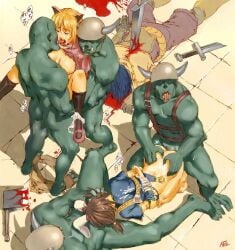 ambiguous_penetration artist_request character_request copyright_request double_anal-vaginal double_penetration female gangbang male orc orc_male pussy rape standing standing_sex threesome