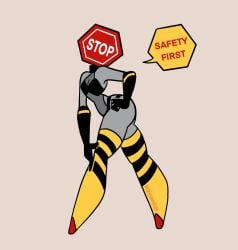 2d 2d_(artwork) female female_only legwear object_head sign sign_head solo solo_female stop_sign tagme unknownspy unknownspy_(artist) ven_(unknownspy)