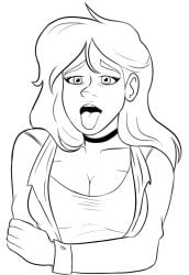 ahe_gao big_breasts canon_couple charlie_(fnaf) charlie_emily charlotte_emily clothed five_nights_at_freddy's fnaf_novels john_(fnaf) jonkan line_art the_silver_eyes the_twisted_ones