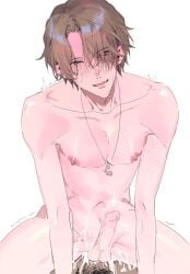 1boy after_anal after_sex anal anal_sex brown_hair cowgirl_position cum cum_on_body cum_on_lower_body drool drooling erect_nipples erect_penis erect_penis_after_sex erection eye_visible_through_hair eyes_visible_through_hair gay gay_anal gay_sex go_shijima hair_over_eyes kamen_rider kamen_rider_drive_(series) kamen_rider_mach male male/male male_focus male_only necklace nude nude_male orgasm pecs pectorals pov pov_male pubic_hair riding riding_penis short_hair tears tears_in_eyes tremble_lines tremble_spikes trembling trembling_legs uncensored yaoi