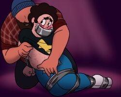 1boy adult adult_male aged_up aged_up_character anonymous_character anonymous_male blush blush blushing_male bondage bound bound_and_gagged fingered fingered_from_behind fingering fondled groped groped_from_behind hairy hairy_male helpless helpless_male male_focus mario4513228 socked_feet socks solo_male steven_quartz_universe steven_universe steven_universe_future tape_bondage tape_gag tied_up young_adult