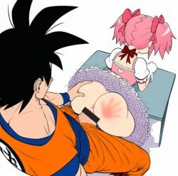 ai_assisted ai_generated artist_request ass_grab ass_spank back_view bubble_butt crossover crossover_pairing dragon_ball female fucked_from_behind madoka_kaname magical_girl mahou_shoujo_madoka_magica no_panties puella_magi_madoka_magica simple_background son_goku spank_marks
