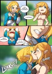1boy 1girls blonde_hair comic comic_page female kinkymation light-skinned_female light-skinned_male light_skin link male princess_zelda tagme