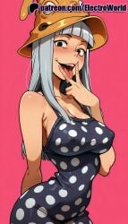 1girls 2025 ai_generated artist_name blunt_bangs blush breasts breasts breasts bust chest electroworld eruka_frog female hat hi_res high_quality high_resolution highres licking long_hair patreon patreon_username pink_background polka_dot polka_dot_bikini polka_dot_dress polka_dot_legwear polka_dot_shirt polka_dot_skirt polka_dot_swimsuit red_background solo soul_eater stable_diffusion tongue tongue_out watermark