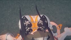 1girls 3d animated big_breasts breasts_focus brown_hair cleavage clothing from_above gif huge_breasts large_breasts official_animation official_art solo solo_female tagme ye_shunguang zenless_zone_zero