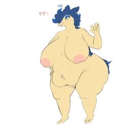 belly big_breasts breasts cleavage female furry huge_breasts nipples plantedpot pokemon pokemon_(species) tagme thick_thighs typhlosion wide_hips