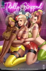 1boy 3girls alex_(totally_spies) artist_logo artist_name beard bimbo bimbofication blonde_hair brown_hair choker clover_(totally_spies) collar dark-skinned_female doctor_gelee earrings erect_nipples exposed_nipples eyeshadow fishnet_gloves fishnet_legwear fishnet_stockings fishnet_topwear fishnets green_eyeshadow green_hair green_highlights hairband harem heart heart-shaped_earrings heart_symbol huge_breasts latex latex_clothing latex_skirt latex_thighhighs laughing leopard_print leopard_print_bikini lipstick makeup midriff moustache navel nipples nipples_visible_through_clothing patreon patreon_logo patreon_url patreon_username plump_lips purple_eyes red_eyeshadow red_hair red_highlights red_lipstick sam_(totally_spies) seductive seductive_look skirt smile stripper tattoo tattooed_arm theblackpharaoh thighhighs totally_spies two-tone_hair villain web_address yellow_eyeshadow yellow_hair yellow_highlights yellow_lipstick