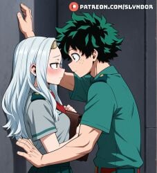 1girls ai_art ai_assisted ai_generated alley anime anime_screencap anime_style blush blush boku_no_hero_academia cute cute_face cute_girl eri_(my_hero_academia) eye_contact female intimacy intimate leaning_on_wall my_hero_academia outdoors patreon patreon_slyndor patreon_username romance sexy sexy_body slyndor u.a._school_uniform