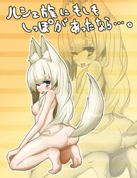 7th_dragon 7th_dragon_(series) ;p anal anal_insertion anal_tail animal_ear anus ass barefoot blush breasts butt_plug_tail buttplug buttplug_tail female green_eyes highres ikurakun_(7th_dragon) insertion long_hair mage_(7th_dragon) nipples nude pussy shokuen_shiwe solo squat squatting tail tongue translated uncensored wink zoom_layer