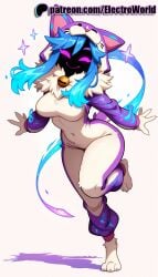 1girls 2025 ai_generated artist_name breasts breasts breasts bust chest closed_eyes electroworld female furry gradient gradient_background hi_res high_quality high_resolution highres kindred lamb_(league_of_legends) league_of_legends patreon patreon_username solo stable_diffusion standing tail watermark