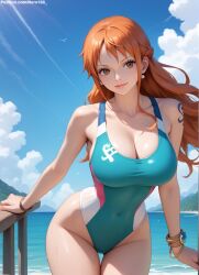 1girls 2d ai_generated ass athletic athletic_female bare_shoulders belly big_ass big_breasts bikini bikini_bottom bikini_top curvy curvy_figure cute cute_face detailed eyelashes eyeshadow female female_only fit fit_female focus ginger ginger_hair high_quality huge_breasts large_breasts legs light-skinned_female light_skin lips lipstick long_hair looking_at_viewer makeup mascara mature midriff nami nami_(one_piece) nero100 one_piece orange_eyes orange_hair outdoors outside pale-skinned_female pale_skin posing post-timeskip sagging_breasts seductive seductive_look stable_diffusion swimsuit swimwear tagme thick_ass thick_butt thick_thighs thighs wide_hips