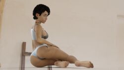 1girls 3d 3d_(artwork) 3d_model 3d_render ass bare_thighs barefoot breasts brown_eyes brown_hair bubble_ass bubble_butt choker clementine_(the_walking_dead) clothed clothing crop_top curvaceous curvy curvy_figure dark-skinned_female dark_skin feet female female_focus female_only frostedzai_(artist) hips large_breasts medium_hair short_shorts shorts slim_waist soles solo solo_female solo_focus the_walking_dead the_walking_dead_game thick_thighs thighs toes wide_hips