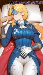 1boy 1girls 2025 after_fellatio ai_generated artist_name bed blonde_hair breasts breasts breasts bust chest clothed_female_nude_male cock cum cum_in_mouth cum_on_tongue dick duchess_(nightreign) elden_ring elden_ring_nightreign electroworld erection facial female hi_res high_quality high_resolution highres laying_down lying_on_back on_back patreon patreon_username penis pillow solo_focus stable_diffusion straight uncensored watermark