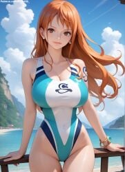 1girls 2d ai_generated ass athletic athletic_female bare_shoulders belly big_ass big_breasts bikini bikini_bottom bikini_top curvy curvy_figure cute cute_face detailed eyelashes eyeshadow female female_only fit fit_female focus ginger ginger_hair high_quality huge_breasts large_breasts legs light-skinned_female light_skin lips lipstick long_hair looking_at_viewer makeup mascara mature midriff nami nami_(one_piece) nero100 one_piece orange_eyes orange_hair outdoors outside pale-skinned_female pale_skin posing post-timeskip sagging_breasts seductive seductive_look stable_diffusion swimsuit swimwear tagme thick_ass thick_butt thick_thighs thighs wide_hips