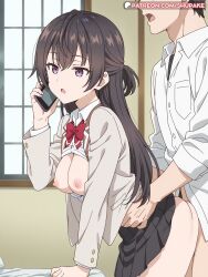 1girls ai_generated anime black_hair breasts clothed_sex female large_breasts multitasking patreon_logo patreon_username phone purple_eyes pussy sex shupake suou_yuki tokidoki_bosotto_russian_de_dereru_tonari_no_alya-san uncensored vagina vaginal_penetration vaginal_sex watermark
