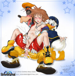 2005 anthro disney donald_duck furry gay goofy kingdom_hearts male_only penis sora_(kingdom_hearts) square_enix testicles yaoi_goddess_keale