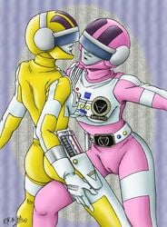 2girls choudenshi_bioman multiple_girls pink_five super_sentai tagme yellow_four