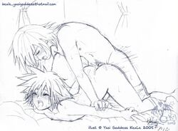 2005 anal disney femboy gay girly kingdom_hearts male_only monochrome riku sora_(kingdom_hearts) square_enix tagme yaoi yaoi_goddess_keale