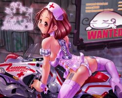 ambulance glasses motor_vehicle motorcycle nurse red_cross thighhighs uchuu_teiou vehicle wallpaper