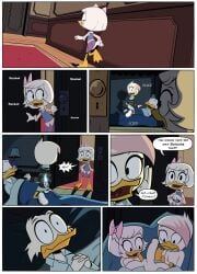 1boy 2girls anthro comic_page deadinside97 disney duck ducktales ducktales_(2017) furry lena_de_spell older_male penis scrooge_mcduck webby_vanderquack