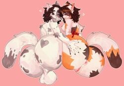 1boy 1boy1girl 1girl1boy anthro anthro_only ass ass_bigger_than_head ass_cleavage ass_focus ass_grab asshole balls ballsack big_breasts black_eyes black_hair blush blush_lines blushing breasts brown_eyes brown_hair calico_cat calico_pattern cat_boy cat_girl catboy catgirl female furries furry furry_ass furry_ears furry_female furry_male furry_only furry_tail fursona genital_fluids genitals glasses hearts hearts_around_head male male/female multicolored_body multicolored_fur nipples oc ocs pink_background pussy_juice pussy_juice_drip pussy_lips smile smiling sweatykitty tail tits_out vagina vaginal_fluids white_body white_fur