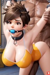 ai_generated big_breasts brown_eyes brown_hair captive captured captured_heroine chained chains collar crying crying_with_eyes_open doggy_style dungeon ear_piercing freckles gagged grabbing_arms heroine_in_trouble mouth_gag muscular_male omega_weirdo overwatch overwatch_2 rape raped raped_by_enemy raped_female raped_girl sex sex_slave spiky_hair swimsuit taken_from_behind tears tracer