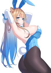 animal_ears armpits arms_up blue_eyes bunny_ears bunnysuit fake_animal_ears rabbit_ears rabbit_girl rabbit_tail rowa_arctos triple_a_club_(v&u) virtual_and_universe_(v&u) virtual_youtuber