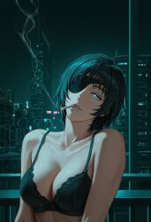 ai_generated balcony bare_shoulders big_breasts bikini black_hair black_hair_female bra breasts breasts breasts chainsaw_man cigarette cigarette_in_mouth city_background cityscape cleavage dark_hair eyepatch female female_focus female_only half_naked himeno_(chainsaw_man) large_breasts light-skinned_female lingerie looking_at_viewer model_pose nordinex5 outdoors pale-skinned_female perfect_body seductive seductive_eyes seductive_gaze seductive_look seductive_pose sexy shirtless shirtless_female solo solo_female solo_focus stable_diffusion topless topless_female upper_body