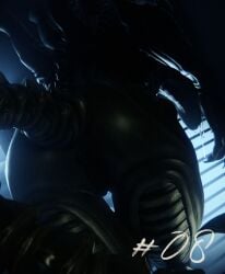 1girls 80lines alien alien_girl anthro ass female pussy saliva_string xenomorph