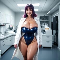 ai_generated animated big_breasts breast_jiggle cleavage curvy hourglass_figure huge_breasts jiggle jiggling_breasts lab_coat labcoat large_breasts one-piece_swimsuit philena_ivy pokemon professor_ivy_(pokemon_anime) purple_hair stable_diffusion tagme thick_thighs video vilacrym wide_hips