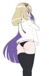 1girls amanogawa_shiina ass black_panties blonde_hair earring female female_only hair_ornament jushikuroni light-skinned_female light_skin looking_at_viewer looking_back panties petite phase_alias phase_connect purple_eye shirt solo virtual_youtuber white_shirt