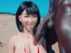 1boy 1girls 3d 3dcg 3dx after_fellatio after_oral asian asian_female beach big_breasts big_penis black_hair blacked breasts bukkake censored color cum cum_in_mouth cum_on_breasts cum_on_face dark-skinned_male dark_skin daz_studio ejaculation ejaculation_between_breasts ejaculation_in_mouth female_focus huge_breasts huge_cock interracial large_breasts large_penis lifeguard light-skinned_female muscular muscular_male ntr original original_character penis penis_awe short_hair smile smiling swimsuit tsuyosakuroi voluptuous