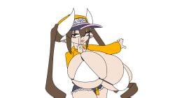 animated animated bouncing_breasts cow_ears cow_girl cow_horns emberushi gigantic_breasts