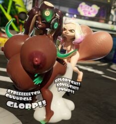 3d audible_creampie cum cumflated_belly cumflation female fucked_from_behind fucked_silly futa_on_female futanari gigantic_breasts huge_breasts hyper hyper_balls hyper_penis inkling marina_(splatoon) naked nintendo nipples pearl_(splatoon) size_difference splatoon spookieshade