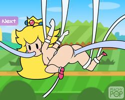 animated blonde_hair blooper breasts crown fellatio human mario_(series) mob_face nintendo oral paper_mario paper_peach peachypop34 princess_peach pussy restrained simple_face straight tentacle vaginal_penetration