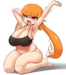 2025 armpits arms_raised belly belly_button big_breasts black_clothing black_panties breasts chubby chubby_belly chubby_female cleavage crop_top exhaling eyes_watering feet female female_focus female_only inkling inkling_girl kaori_(splatoon) knees large_breasts light_skin long_hair nobunagapero oerba_yun_fang on_knees open_mouth orange_hair panties png raising_arm red_eyes revealing_clothes revealing_panties shiny_skin simple_background solo solo_female solo_focus splatoon steam stretching stretching_arms tears_in_eyes tentacle thick_thighs thighs watery_eyes white_background yawn yawning yawning_position