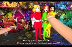 3bodysuits 3boys 3girls alex_(totally_spies) cartoon_network clover_(totally_spies) gangrape rape ready_for_rape sam_(totally_spies) shocked teenager totally_spies