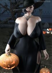 3d alcina_dimitrescu ass big_ass big_breasts breasts capcom cga3d curvaceous curvy curvy_female curvy_figure erotichris female female_only halloween muscular muscular_female resident_evil resident_evil_8:_village thick_thighs