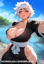 big_breasts bleach enormous_breasts kotetsu_isane kotetsu_isane shihakusho sinderellaart thick_ass thick_butt thick_thighs white_hair