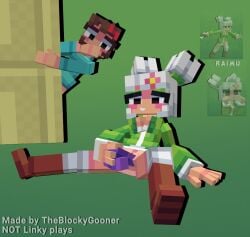 2girls 3d 3d_(artwork) accurate_art_style alternate_version_available breasts cubic_body cubic_breasts dildo dildo_in_pussy dildo_masturbation female female_only linky_playz masturbation mcyt minecraft minecraft_youtubers molly_(linky_playz) oc original_character pussy raimu_(linky_playz) tagme theblockygooner watching youtube youtuber youtubers
