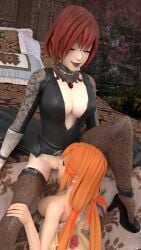 areola_slip cunnilingus disney eating_pussy fangs high_heels kairi kingdom_hearts leggings licking_pussy orange_hair pussy red_hair strelitzia tagme usbsantiago vampire yuri